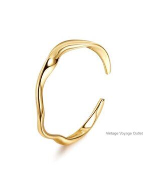 18K Gold Plated Upper Cuff Bracelet for Women Open Wide Cuff Bangle